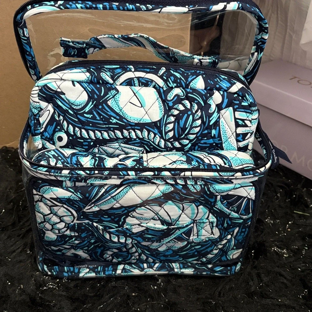 Vera Bradley Navy & Teal Floral 4 pc cosmetic Pouch Set. NWT - Picture 5 of 10